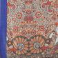 Blue Cotton Blend Printed Kalamkari Saree with Unstitched Blouse - Hiral Fashion | Swadesiicart
