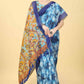 Blue Cotton Blend Printed Kalamkari Saree with Unstitched Blouse - Hiral Fashion | Swadesiicart