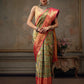 Green Pure Silk Woven Zari Design Floral Saree with Unstitched Blouse - Hiral Fashion | Swadesiicart