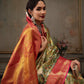 Green Pure Silk Woven Zari Design Floral Saree with Unstitched Blouse - Hiral Fashion | Swadesiicart