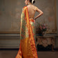 Gray Pure Silk Woven Zari Design Floral Saree with Unstitched Blouse - Hiral Fashion | Swadesiicart