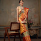 Gray Pure Silk Woven Zari Design Floral Saree with Unstitched Blouse - Hiral Fashion | Swadesiicart