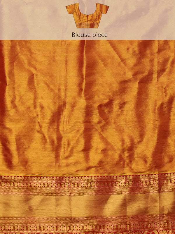 Gray Pure Silk Woven Zari Design Floral Saree with Unstitched Blouse - Hiral Fashion | Swadesiicart