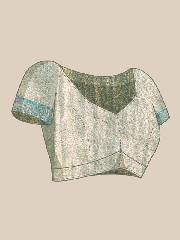 Beige Silk Blend Woven Zari Design Paisley Saree with Unstitched Blouse - Hiral Fashion | Swadesiicart