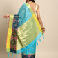 Blue Silk Blend Woven Zari Design Geomatric Saree with Unstitched Blouse - Hiral Fashion | Swadesiicart