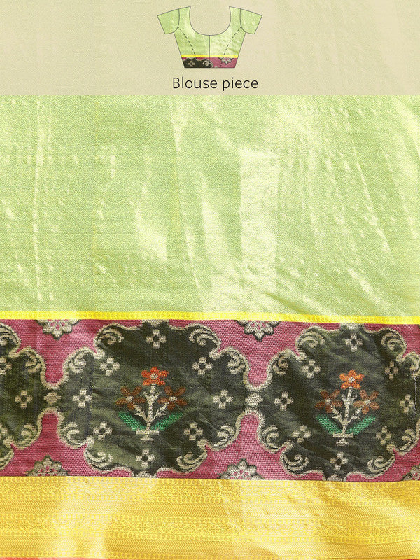 Blue Silk Blend Woven Zari Design Geomatric Saree with Unstitched Blouse - Hiral Fashion | Swadesiicart