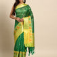 Green Silk Blend Woven Zari Design Striped Saree with Unstitched Blouse - Hiral Fashion | Swadesiicart