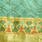 Green Silk Blend Woven Zari Design Striped Saree with Unstitched Blouse - Hiral Fashion | Swadesiicart