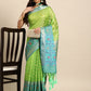 Green Silk Blend Woven Zari Design Geomatric Saree with Unstitched Blouse - Hiral Fashion | Swadesiicart