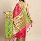 Pink Silk Blend Woven Zari Design Geomatric Saree with Unstitched Blouse - Hiral Fashion | Swadesiicart