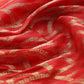 Red Silk Blend Woven Zari Design Striped Saree with Unstitched Blouse - Hiral Fashion | Swadesiicart