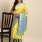 Yellow Silk Blend Woven Zari Design Geomatric Saree with Unstitched Blouse - Hiral Fashion | Swadesiicart