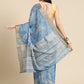 Blue Silk Blend Digital Print Floral Saree with Unstitched Blouse - Hiral Fashion | Swadesiicart