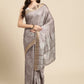 Brown Silk Blend Digital Print Floral Saree with Unstitched Blouse - Hiral Fashion | Swadesiicart