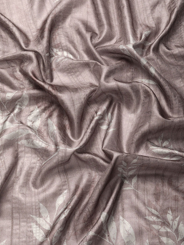 Brown Silk Blend Digital Print Floral Saree with Unstitched Blouse - Hiral Fashion | Swadesiicart