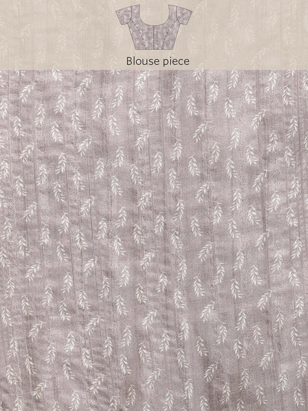 Brown Silk Blend Digital Print Floral Saree with Unstitched Blouse - Hiral Fashion | Swadesiicart