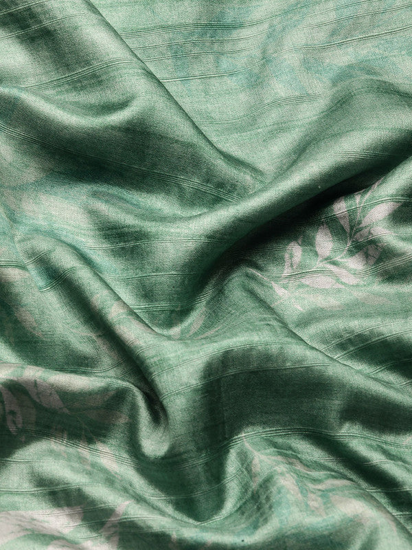Green Silk Blend Digital Print Floral Saree with Unstitched Blouse - Hiral Fashion | Swadesiicart