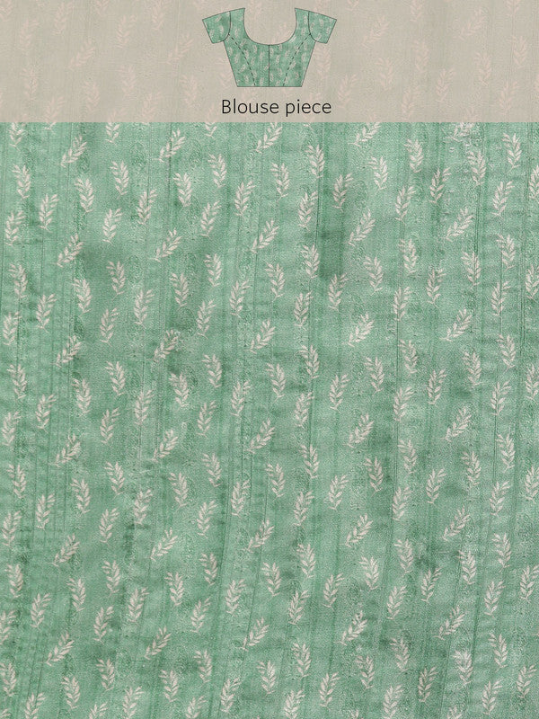 Green Silk Blend Digital Print Floral Saree with Unstitched Blouse - Hiral Fashion | Swadesiicart