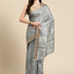 Gray Silk Blend Digital Print Floral Saree with Unstitched Blouse - Hiral Fashion | Swadesiicart