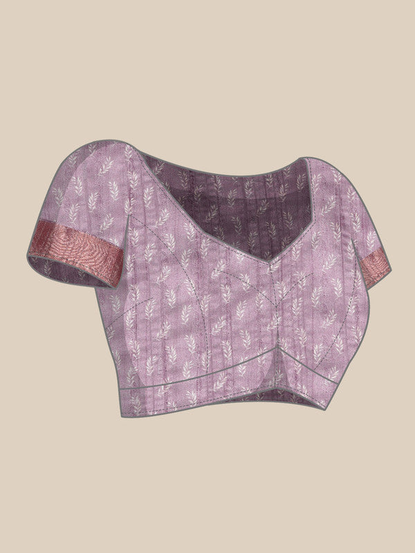 Lavender Silk Blend Digital Print Floral Saree with Unstitched Blouse - Hiral Fashion | Swadesiicart