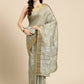 Olive Silk Blend Digital Print Floral Saree with Unstitched Blouse - Hiral Fashion | Swadesiicart