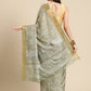 Olive Silk Blend Digital Print Floral Saree with Unstitched Blouse - Hiral Fashion | Swadesiicart