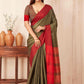 Hiral Fashion Olive Banarasi Soft Silk Solid Saree | Swadesiicart