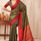 Hiral Fashion Olive Banarasi Soft Silk Solid Saree | Swadesiicart