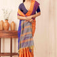 Hiral Fashion Orange Banarasi Soft Silk Solid Saree | Swadesiicart