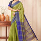 Hiral Fashion Green Banarasi Soft Silk Solid Saree | Swadesiicart