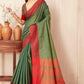 Hiral Fashion Green Banarasi Soft Silk Solid Saree | Swadesiicart