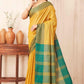 Hiral Fashion Yellow Banarasi Soft Silk Solid Saree | Swadesiicart