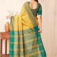 Hiral Fashion Yellow Banarasi Soft Silk Solid Saree | Swadesiicart