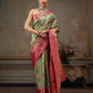 Green Pure Silk Woven Zari Design Floral Saree with Unstitched Blouse - Hiral Fashion | Swadesiicart