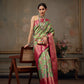 Green Pure Silk Woven Zari Design Floral Saree with Unstitched Blouse - Hiral Fashion | Swadesiicart