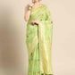 Green Pure Cotton Woven Zari Design Floral Saree with Unstitched Blouse - Hiral Fashion | Swadesiicart