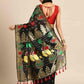 Black Pure Cotton Woven Zari Design Paisley Saree with Unstitched Blouse - Hiral Fashion | Swadesiicart