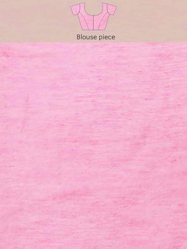 Pink Pure Cotton Woven Zari Design Paisley Saree with Unstitched Blouse - Hiral Fashion | Swadesiicart