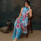 Blue Polyester Digital Print Abstract Saree with Unstitched Blouse - Hiral Fashion | Swadesiicart