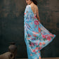 Blue Polyester Digital Print Abstract Saree with Unstitched Blouse - Hiral Fashion | Swadesiicart