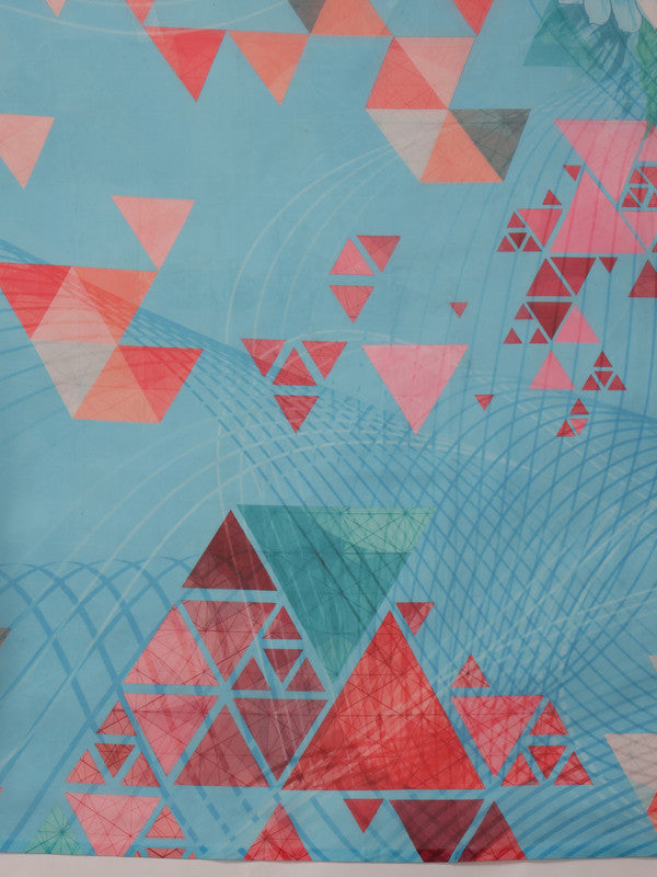 Blue Polyester Digital Print Abstract Saree with Unstitched Blouse - Hiral Fashion | Swadesiicart