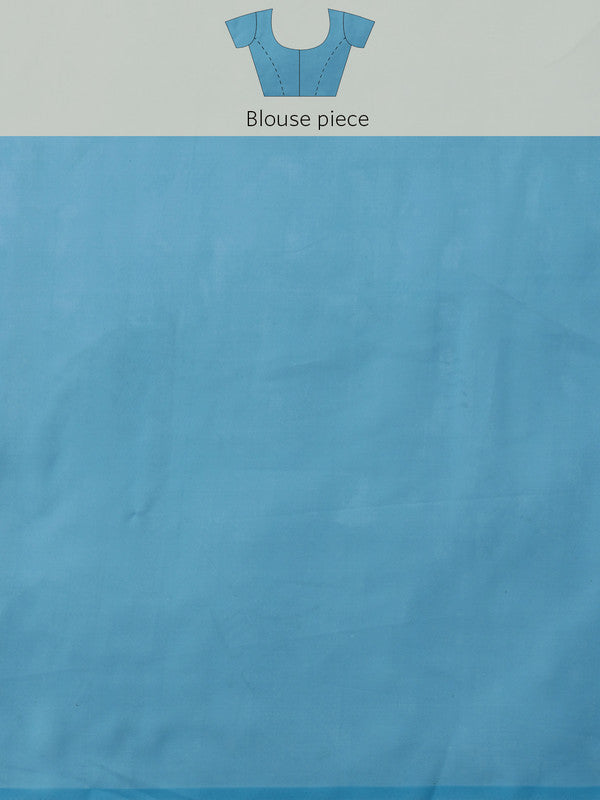 Blue Polyester Digital Print Abstract Saree with Unstitched Blouse - Hiral Fashion | Swadesiicart
