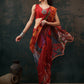 Brown Polyester Digital Print Abstract Saree with Unstitched Blouse - Hiral Fashion | Swadesiicart