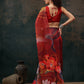 Brown Polyester Digital Print Abstract Saree with Unstitched Blouse - Hiral Fashion | Swadesiicart
