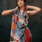 Multicolor Polyester Digital Print Abstract Saree with Unstitched Blouse - Hiral Fashion | Swadesiicart