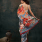 Multicolor Polyester Digital Print Abstract Saree with Unstitched Blouse - Hiral Fashion | Swadesiicart