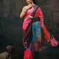 Multicolor Polyester Digital Print Abstract Saree with Unstitched Blouse - Hiral Fashion | Swadesiicart