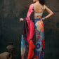Multicolor Polyester Digital Print Abstract Saree with Unstitched Blouse - Hiral Fashion | Swadesiicart