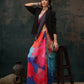 Multicolor Polyester Digital Print Abstract Saree with Unstitched Blouse - Hiral Fashion | Swadesiicart