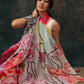 Multicolor Polyester Digital Print Abstract Saree with Unstitched Blouse - Hiral Fashion | Swadesiicart